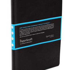 Paperkraft Signature Series Notebook, Black Cover, 160 blue pages