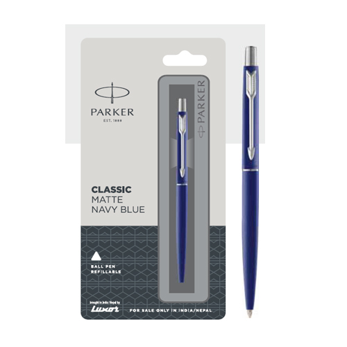 Parker Classic Matte Navy Blue Ball Pen With Chrome Trim Authorized Distributor Wholesaler Retailer Bulk Order Buy Shop Online Supplier Dealers In Kerala South India
