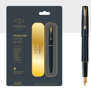 Parker Frontier Matte Black Fountain Pen With Gold Trim