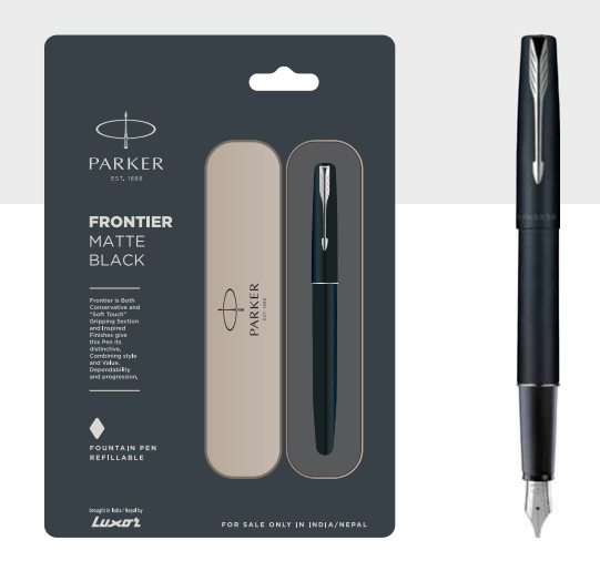 Parker Frontier Matte Black Fountain Pen With Stainless Trim Authorized Wholesaler Retailer Bulk Order Supplier Dealers in Kerala South India