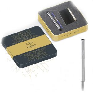 Parker Vector Stainless Steel Roller Ball Pen CT with Free Card Holder