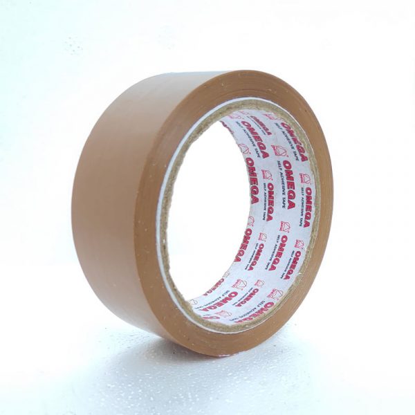 omega 36 mm 40 micron 60 m self-adhesive brown tape omega stationery authorized distributors wholesaler bulk order shop buy online supplier best lowest price dealers in kerala south india stockist