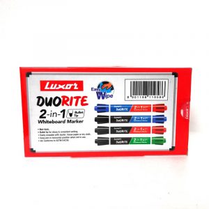 Luxor DuoRite | 2 in 1 | White Board Marker Pen | Black & Blue Color | Easy Wipe | Buy Bulk At Wholesale Price Online